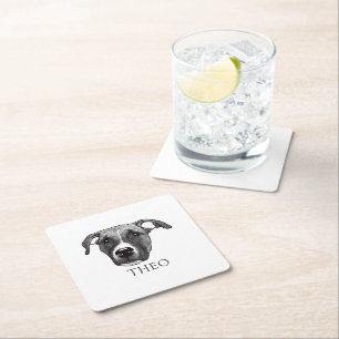 Boxer Dog Personalized Square Paper Coaster