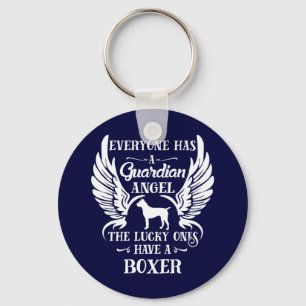 Boxer dog pet guardian angel keychain