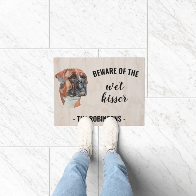 Boxer Dog Photo Personalized Door Mat (Indoor)