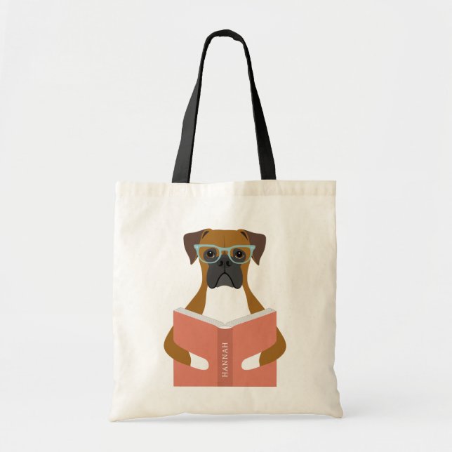 Boxer Dog Pink Cirlce Tote Bag (Front)