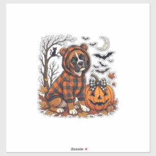 Boxer Dog Plaid Hoodie Halloween Pumpkin Bats_1