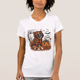 Boxer Dog Plaid Hoodie Halloween Pumpkin Bats_1 T-Shirt