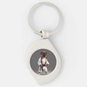 Boxer Dog Play Karate, Boxer Dog Karate Player Keychain