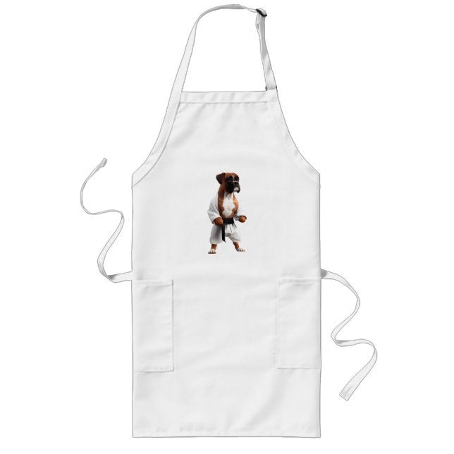 Boxer Dog Play Karate, Boxer Dog Karate Player Long Apron (Front)