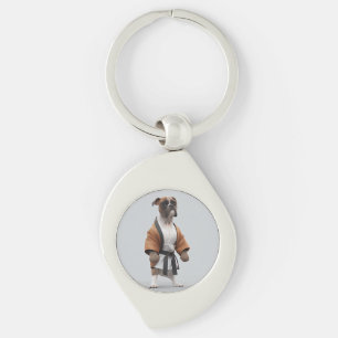 Boxer Dog Play Karate, Karate Champion Boxer Dog Keychain