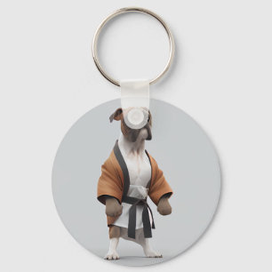 Boxer Dog Play Karate, Karate Champion Boxer Dog Keychain