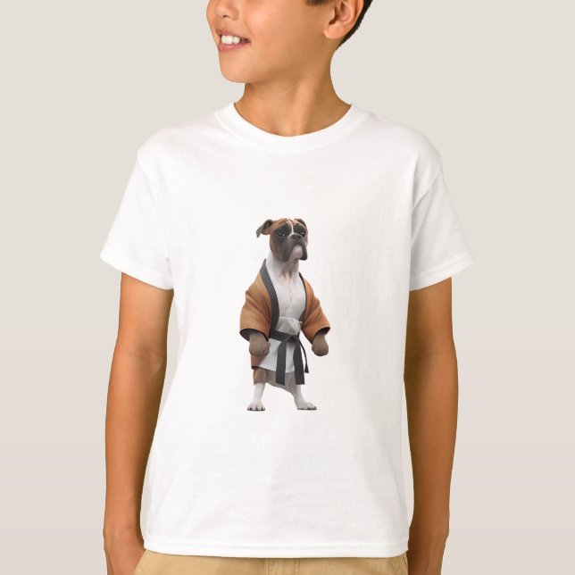 Boxer Dog Play Karate, Karate Champion Boxer Dog T-Shirt (Front)