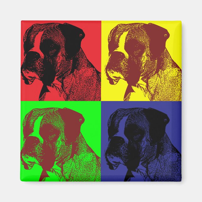 Boxer Dog Pop Art Style Magnet (Front)
