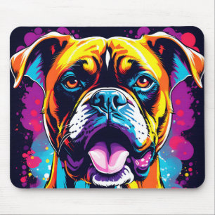 Boxer Dog Portrait Pop Art Mouse Pad