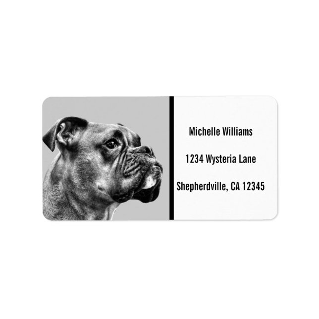 Boxer dog profile label (Front)