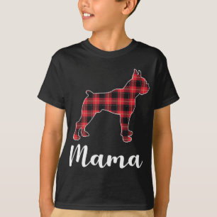 Boxer Dog Puppy Red plaid funny Christmas T-Shirt