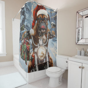 Boxer Dog Riding Motorcycle Christmas 