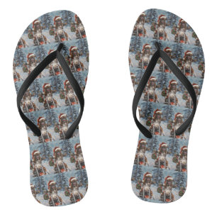 Boxer Dog Riding Motorcycle Christmas  Flip Flops