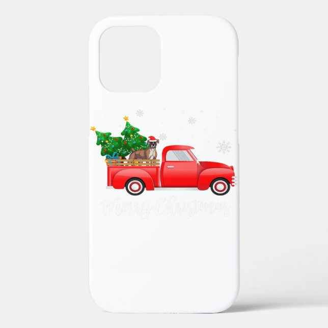 Boxer Dog Riding Red Truck Christmas Case-Mate iPhone Case (Back)