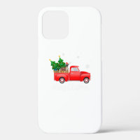 Boxer Dog Riding Red Truck Christmas