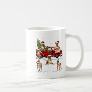 Boxer Dog Riding Red Truck Ugly Sweater Merry Chri Coffee Mug