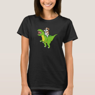 Boxer Dog Riding Rex Dinosaur Dog   T-Shirt