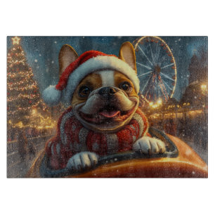 Boxer Dog Roller Coaster Christmas Cutting Board