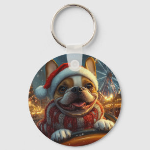 Boxer Dog Roller Coaster Christmas Keychain