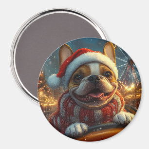 Boxer Dog Roller Coaster Christmas Magnet
