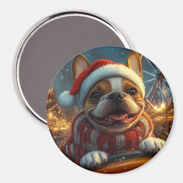 Boxer Dog Roller Coaster Christmas Magnet (Front/Back)