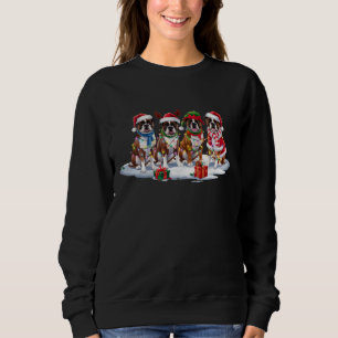 Boxer dog Santa hat antlers elf Christmas lights Sweatshirt