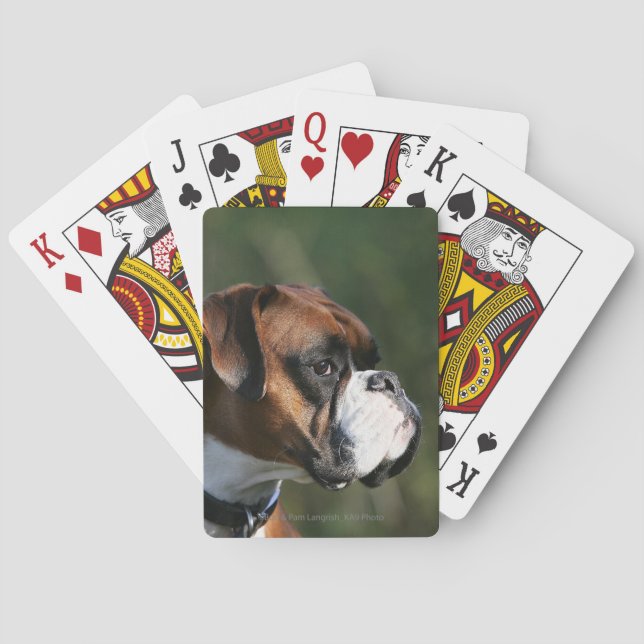 Boxer Dog Side Profile Playing Cards (Back)