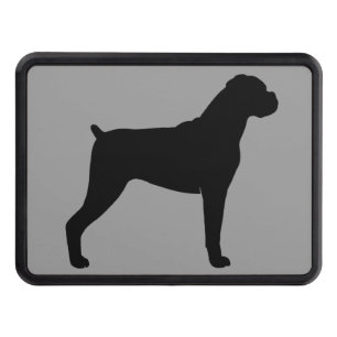 Boxer Dog Silhouette Black and Grey Trailer Hitch Cover