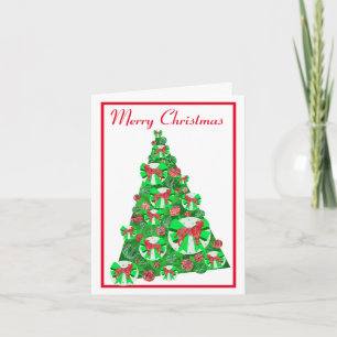 Boxer Dog Silhouette Christmas Tree White Card