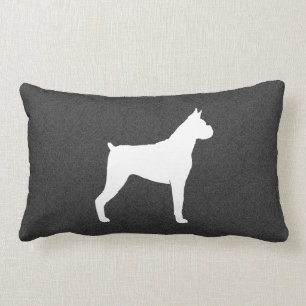 Boxer Dog Silhouette (Cropped Ears) Lumbar Pillow