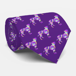 Boxer Dog Silhouette Dark Purple Neck Tie