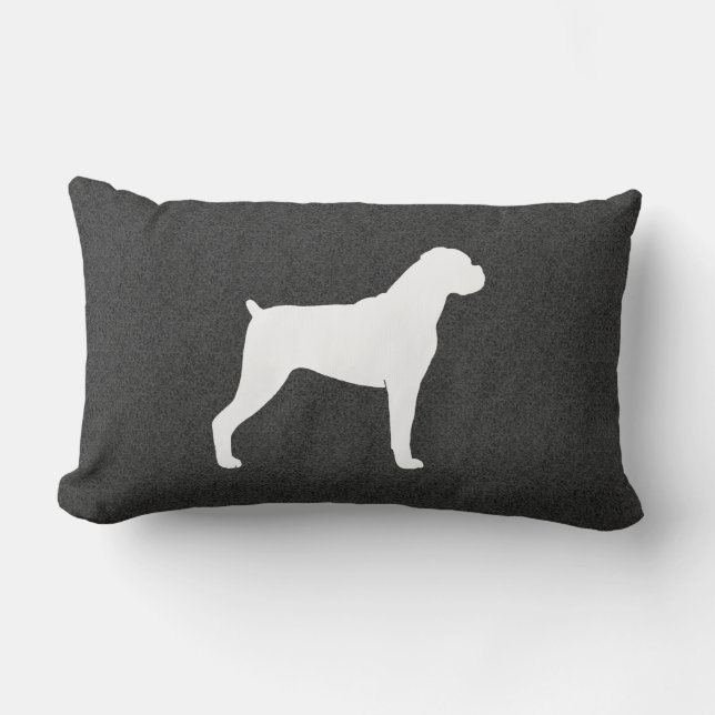 Boxer Dog Silhouette Lumbar Pillow (Front)