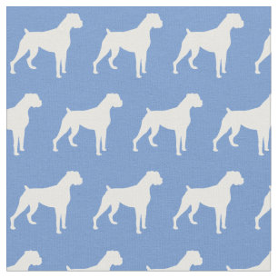 Boxer Dog Silhouette Pet Light Blue Fabric
