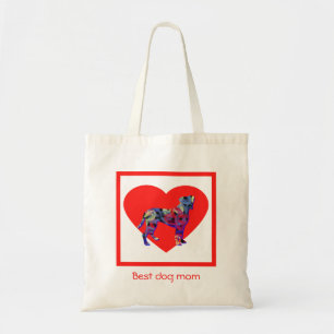 Boxer Dog Silhouette Red Best Dog Mom Tote Bag