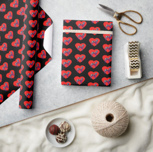 Boxer Dog Silhouette Valentine’s Day Black Gift Wrapping Paper