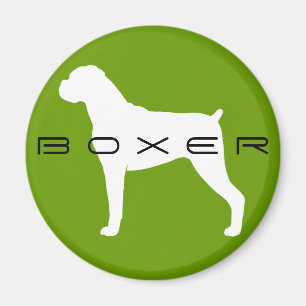 Boxer Dog Silhouette with Natural Ears Magnet