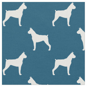 Boxer Dog Silhouettes Pattern Fabric