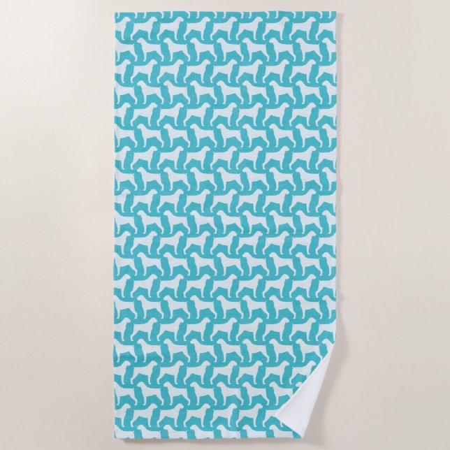 Boxer Dog Silhouettes Pattern (Natural Ears) Beach Towel (Front)