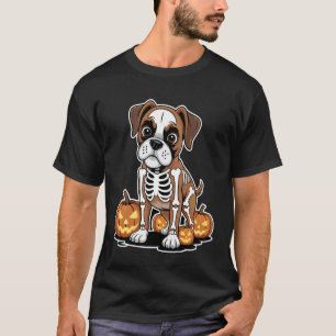 Boxer Dog Skeleton Halloween T-Shirt