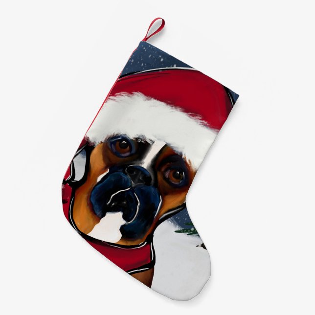 Boxer Dog Small Christmas Stocking (Front (Hanging))
