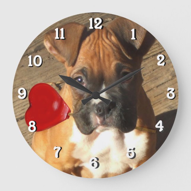 boxer dog square clock (Front)