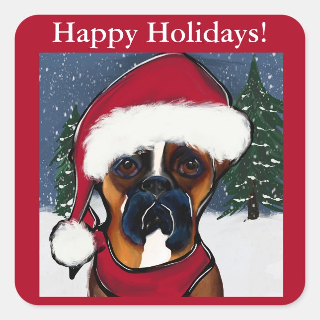 Boxer Dog Square Sticker (Front)