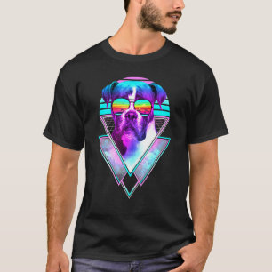 Boxer Dog Sunglasses Vaporwave Beach Vibe T-Shirt