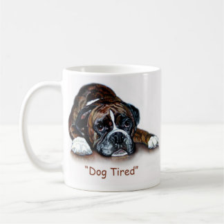 Boxer dog tired mug