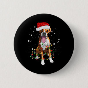 Boxer Dog Tree Christmas Lights Xmas Pajama 2 Inch Round Button