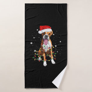 Boxer Dog Tree Christmas Lights Xmas Pajama Bath Towel