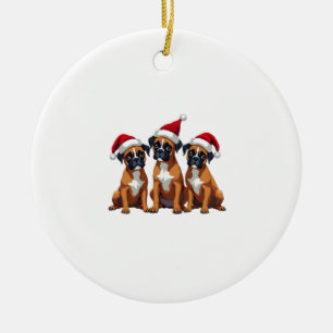 Boxer Dog Ugly Sweater Christmas Light Xmas Pajama Ceramic Ornament
