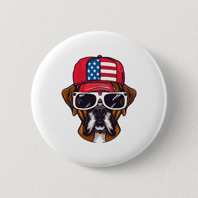 Boxer Dog USA 2 Inch Round Button (Front)
