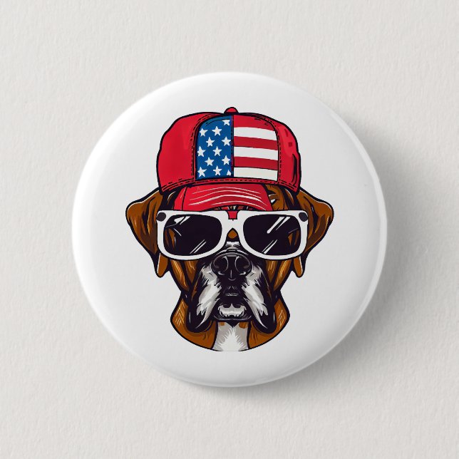 Boxer Dog USA 2 Inch Round Button (Front)