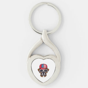 Boxer Dog USA Keychain